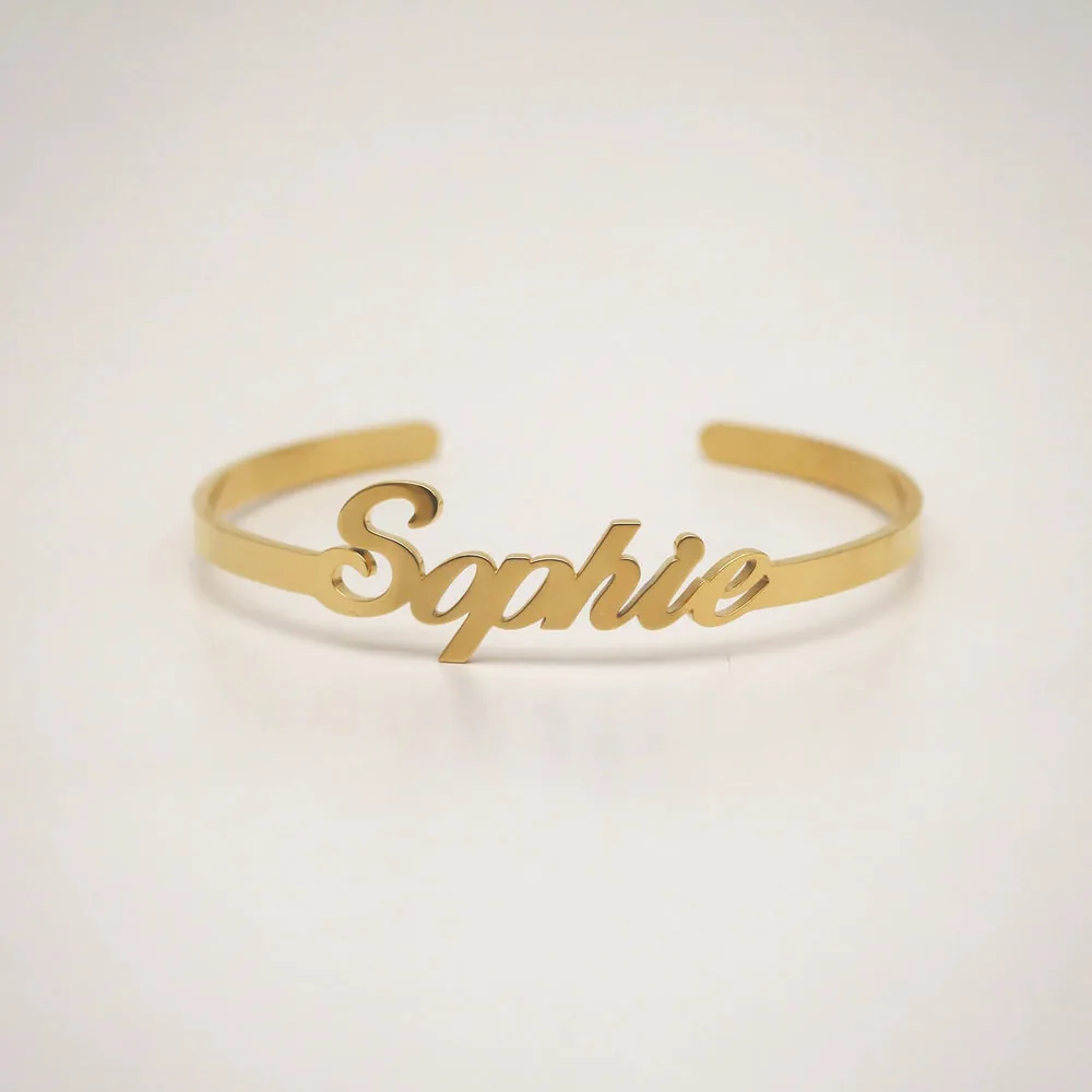 Personalized Gold Name Cuff Bracelet – Waterproof & Tarnish-Free