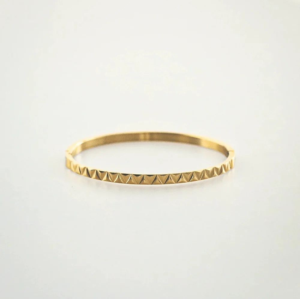 Pyramid Bangle – Waterproof Gold Stainless Steel Bracelet