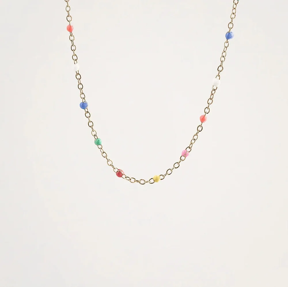 Rainbow Chain Necklace - Waterproof Stainless Steel Gold