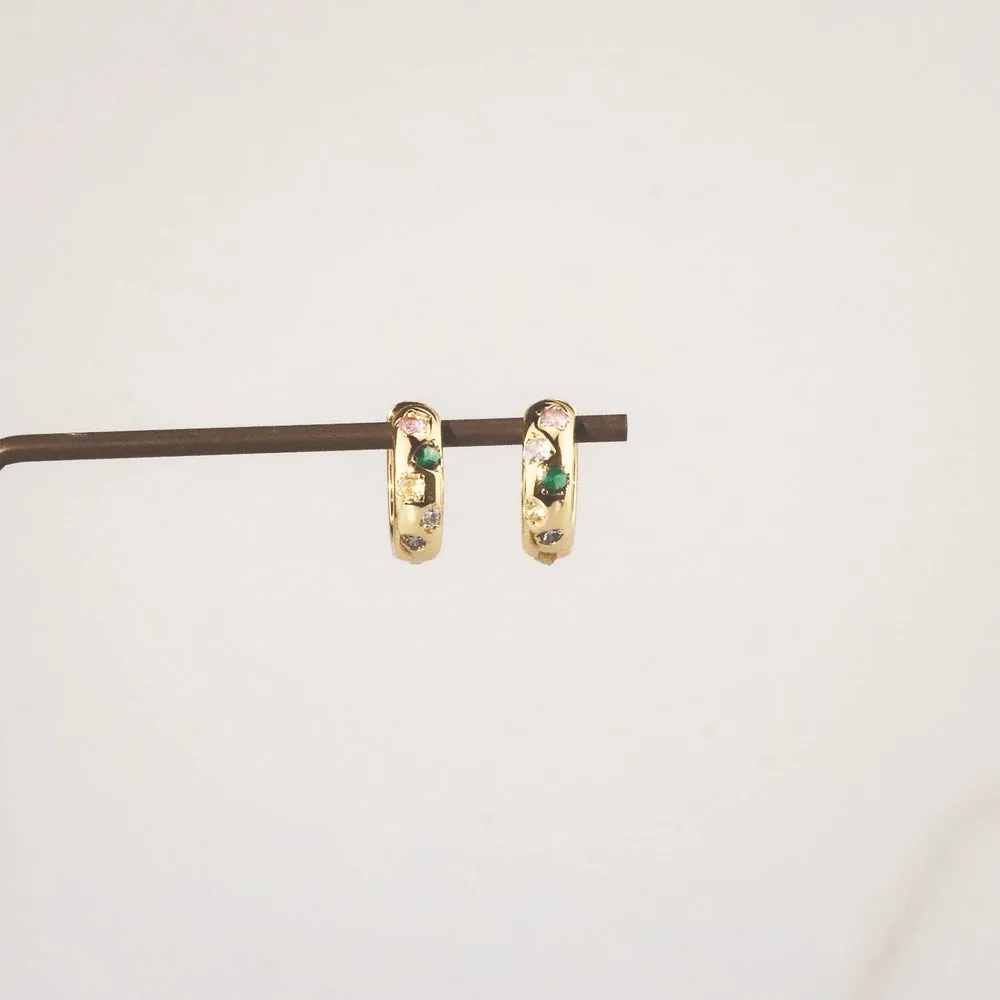Rainbow Stone Hoop Earrings – Gold Plated Hoops for Women
