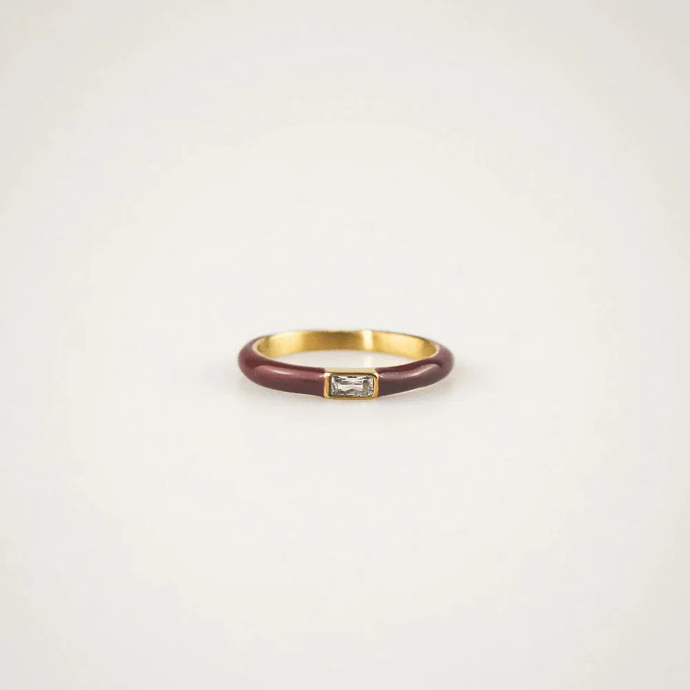 Red Enamel Stacking Ring – Waterproof & Tarnish-Free