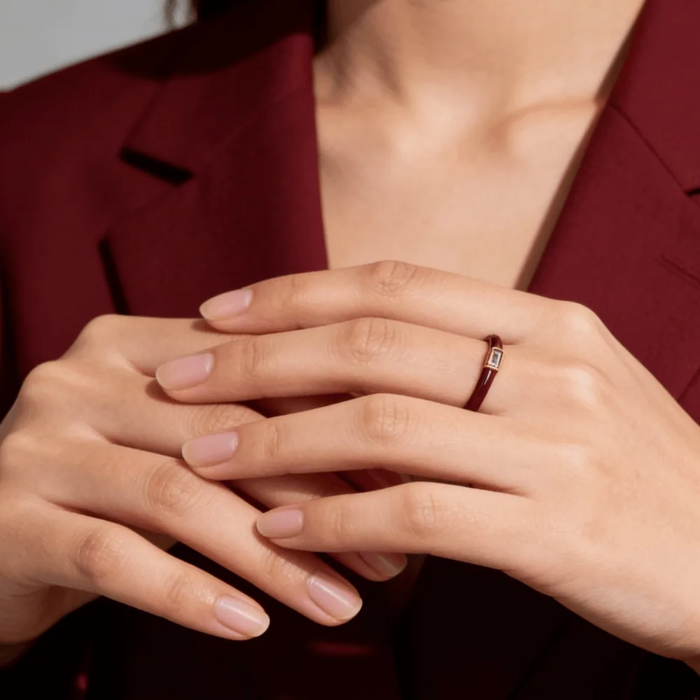 Red Enamel Stacking Ring – Waterproof & Tarnish-Free