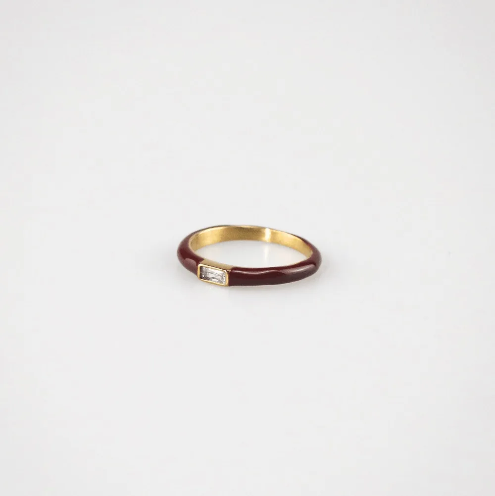 Red Enamel Stacking Ring – Waterproof & Tarnish-Free