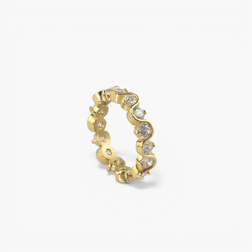 Meideya Ripple CZ Eternity Band – Waterproof Stacking Ring