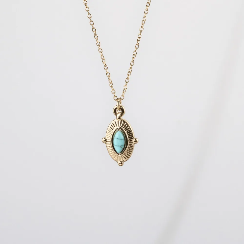 Royal Marquise Turquoise Necklace – Waterproof Gold Pendant