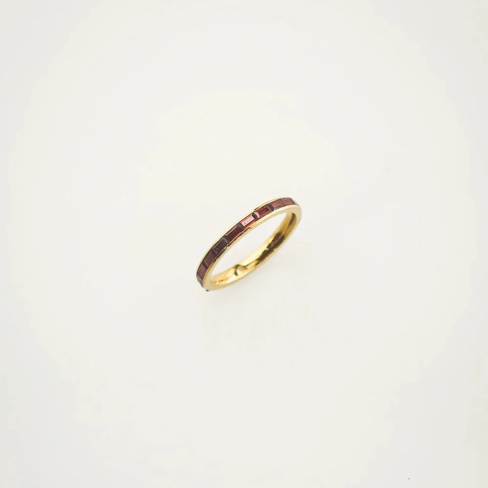 Ruby Slim Band Ring – Waterproof 18k Gold Plated