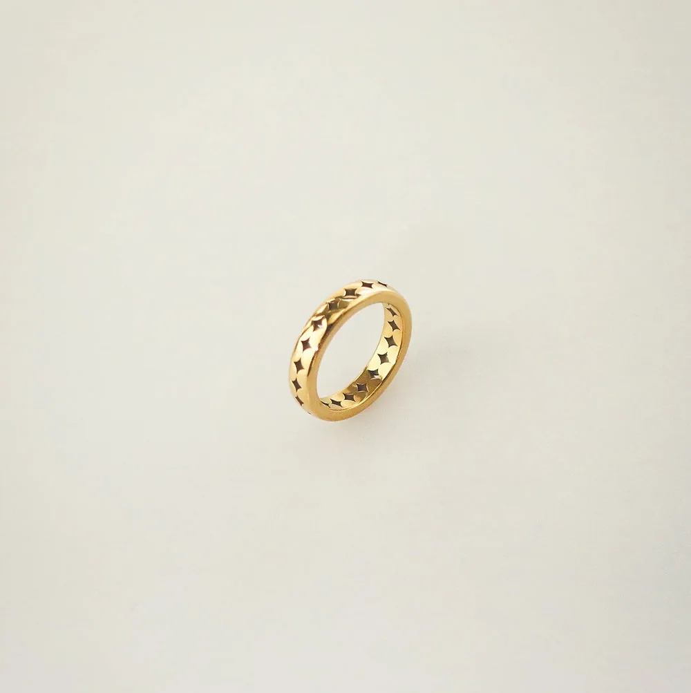 Star Eternity Band Ring - Gold-Tone Stackable Ring