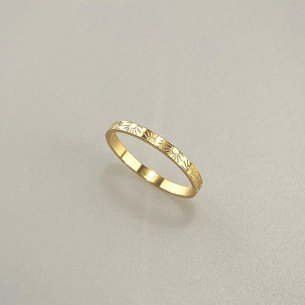 Meideya Sun Band Ring – Waterproof Gold Plated Ring