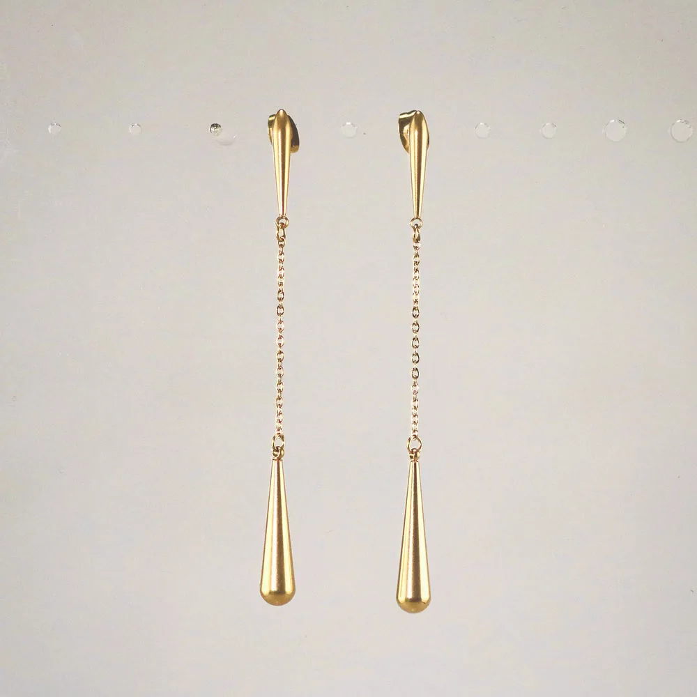 Teardrop Dangle Chain Earrings - Waterproof Gold Earrings