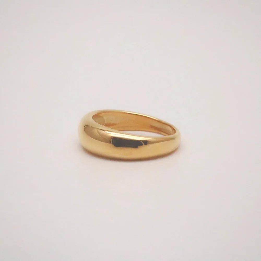 Thin Dome Ring - Waterproof 18k Gold Plated Stainless Steel