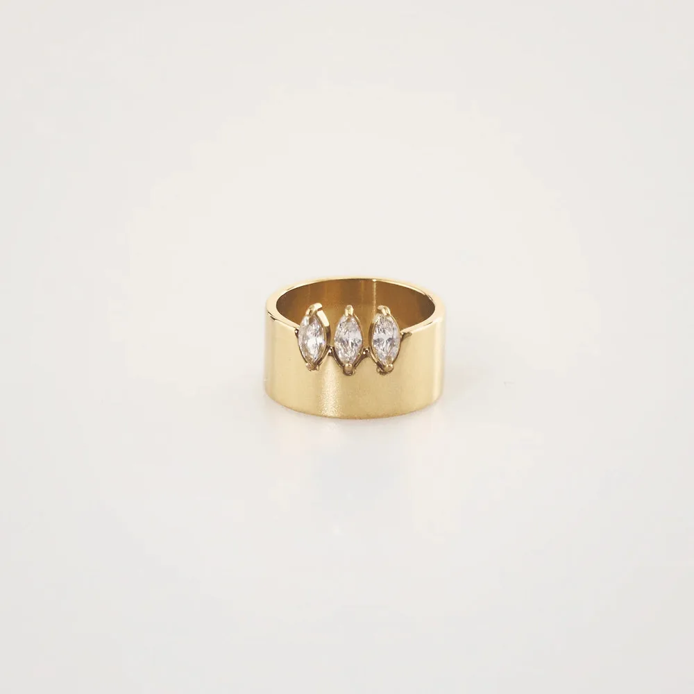 Triple Marquise CZ Band Ring - Waterproof & Tarnish-Free