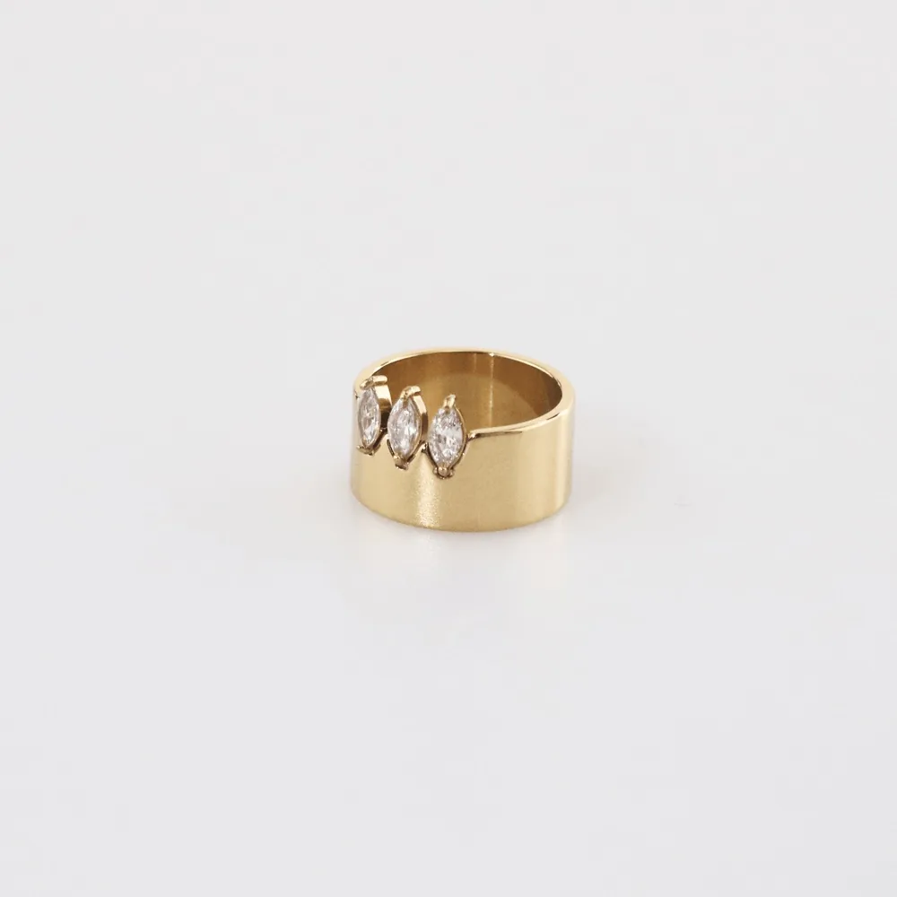 Triple Marquise CZ Band Ring - Waterproof & Tarnish-Free