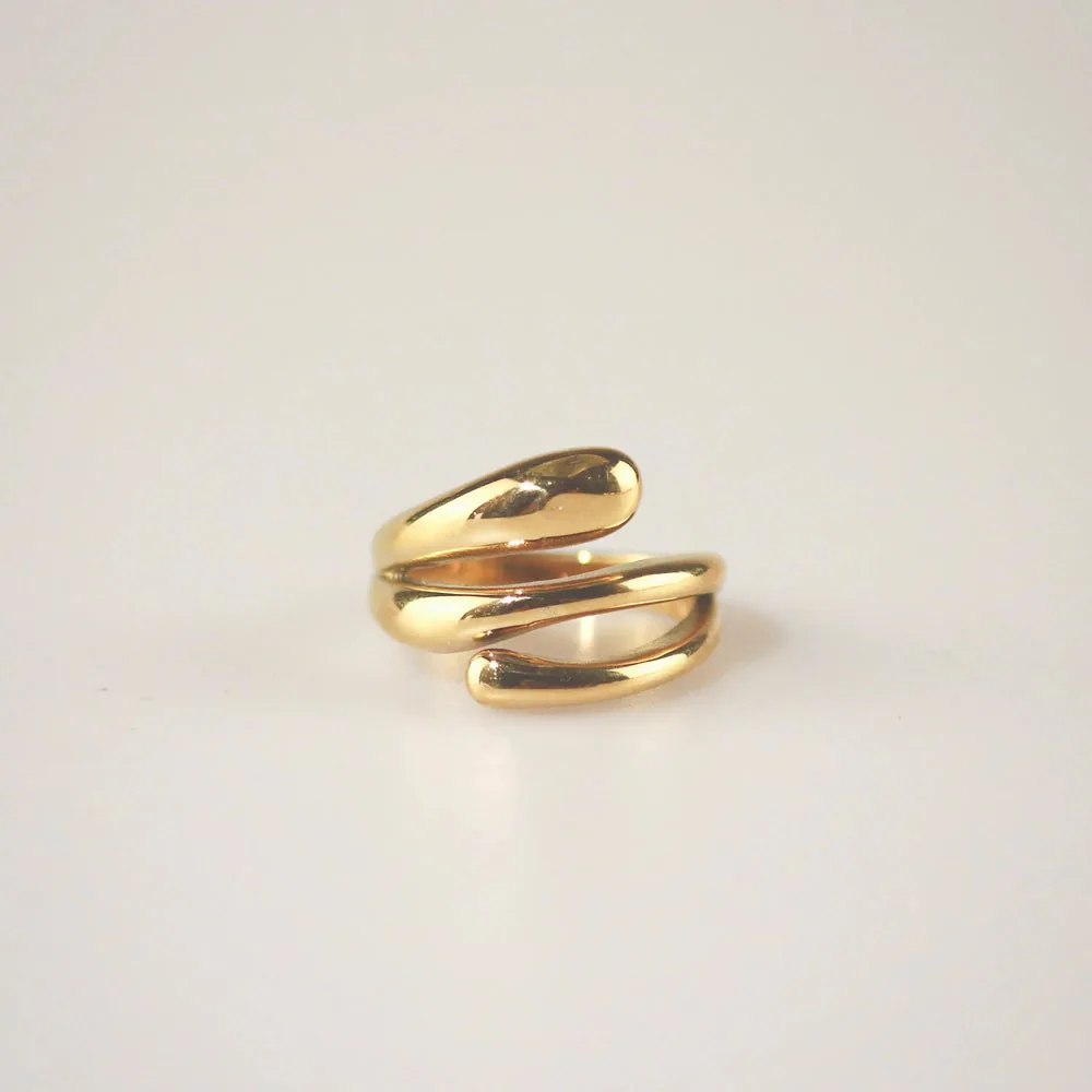 Triple Row Hug Ring - 18k Gold Plated Stainless Steel