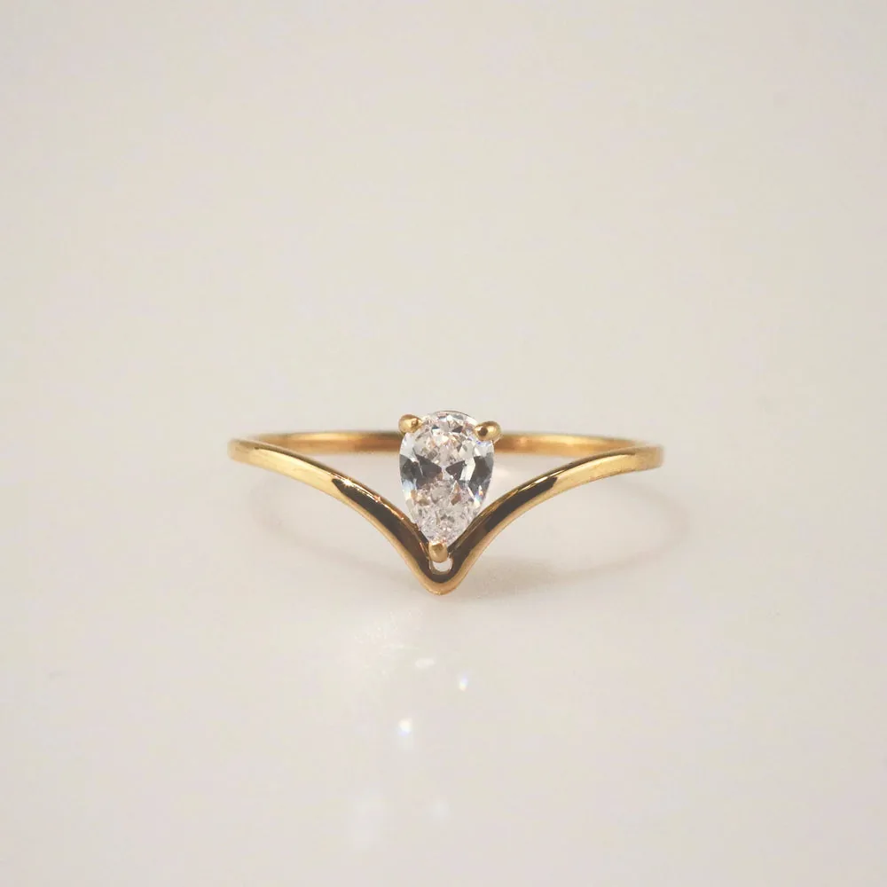 V Shaped Stacking Ring - 18k Gold Plated Waterproof Ring