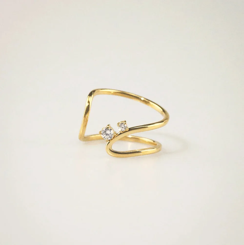 Vera Curve Twin Ring - Waterproof 18k Gold Plated Ring