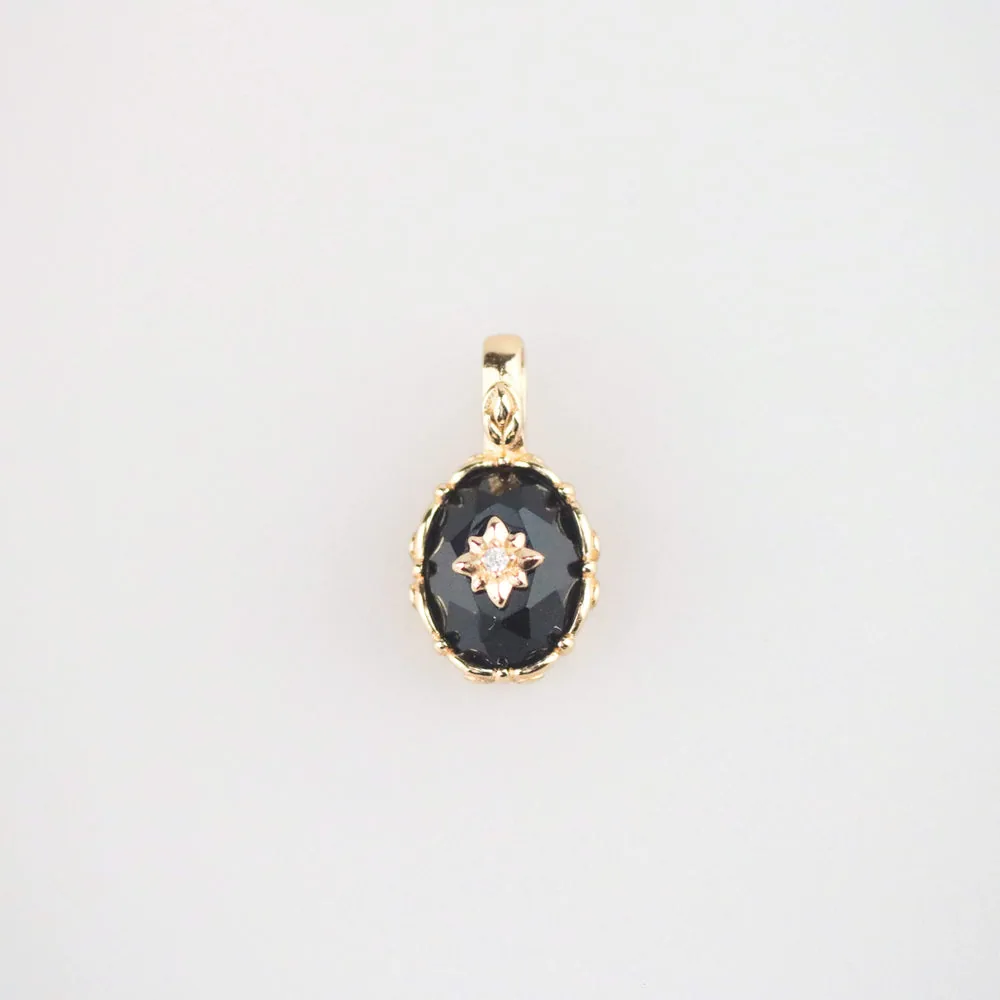 Meideya Vintage Black Onyx Starburst Charm – Gold Plated