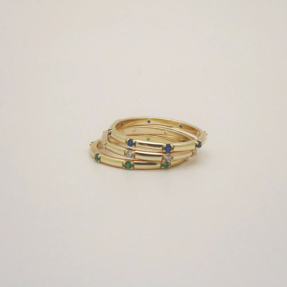 Vivi Thin Ring — 14k Gold Plated Sterling Silver with CZ