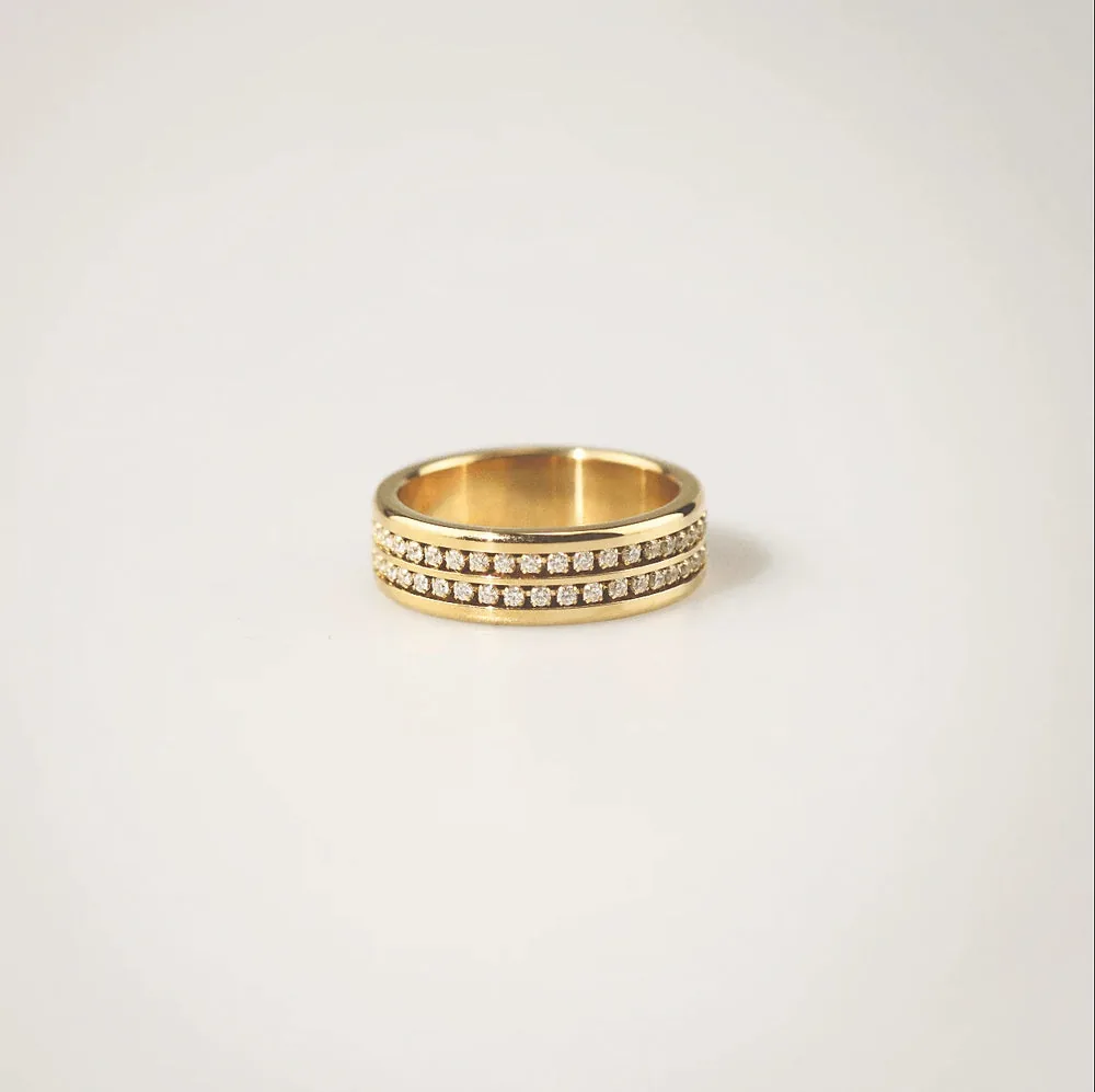 Meideya Vowline Band Ring – 6mm Sparkling Gold Band