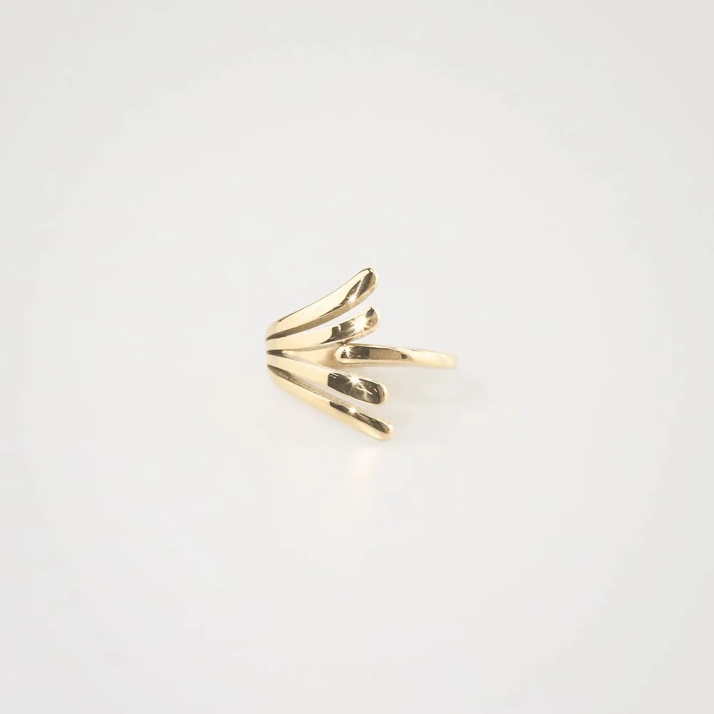 Waterproof 18k Gold Plated Angel Wing Ring