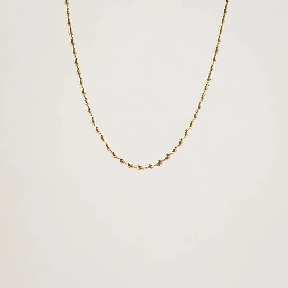 Waterproof 18k Gold Plated Rice Bead Necklace