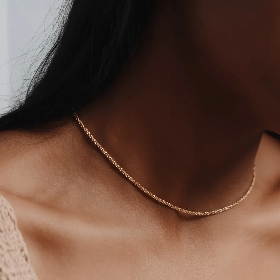 Waterproof 18k Gold Plated Twist Chain Necklace