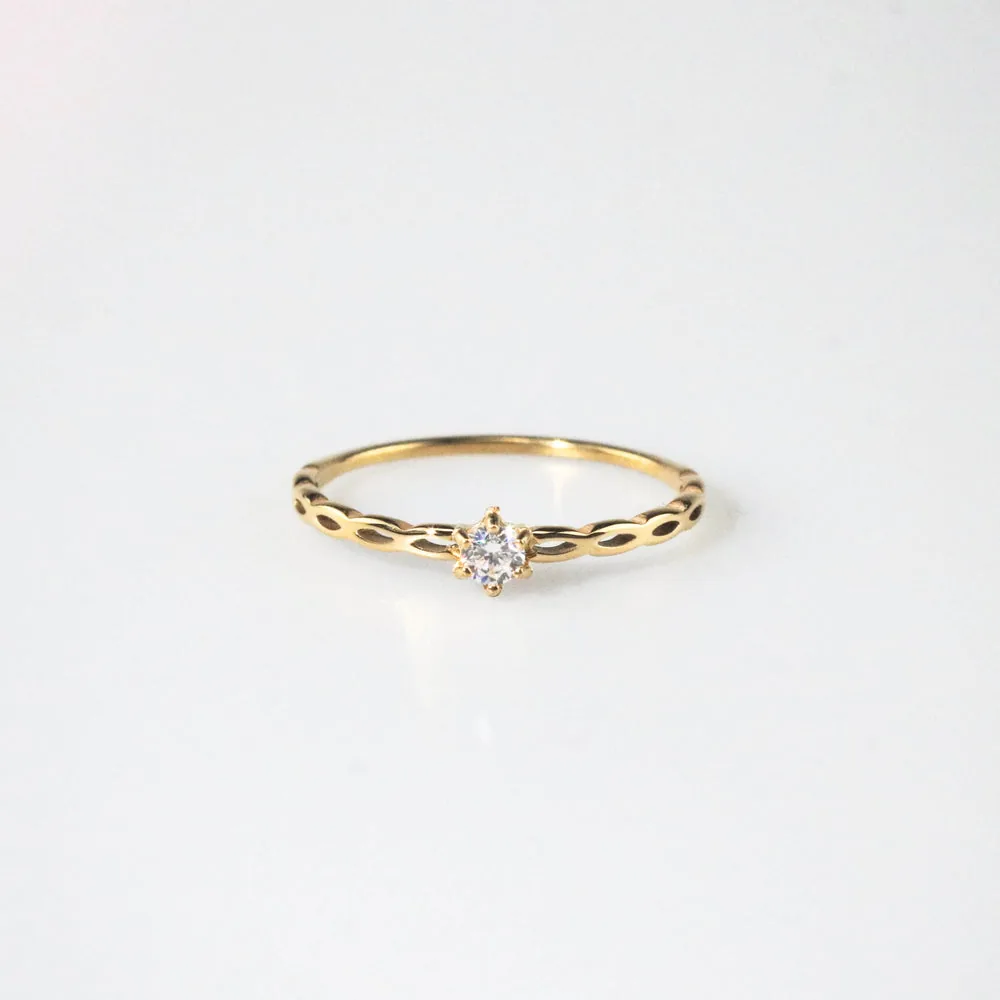 Waterproof Dainty Gold Sparkle Ring