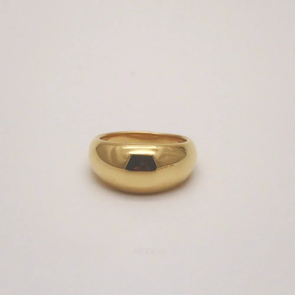 Waterproof 18k Gold Plated Dome Ring - Hypoallergenic Stainless Steel