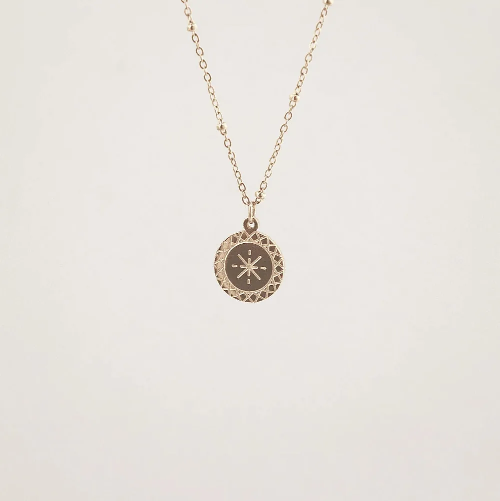 Waterproof Gold Coin Pendant Necklace
