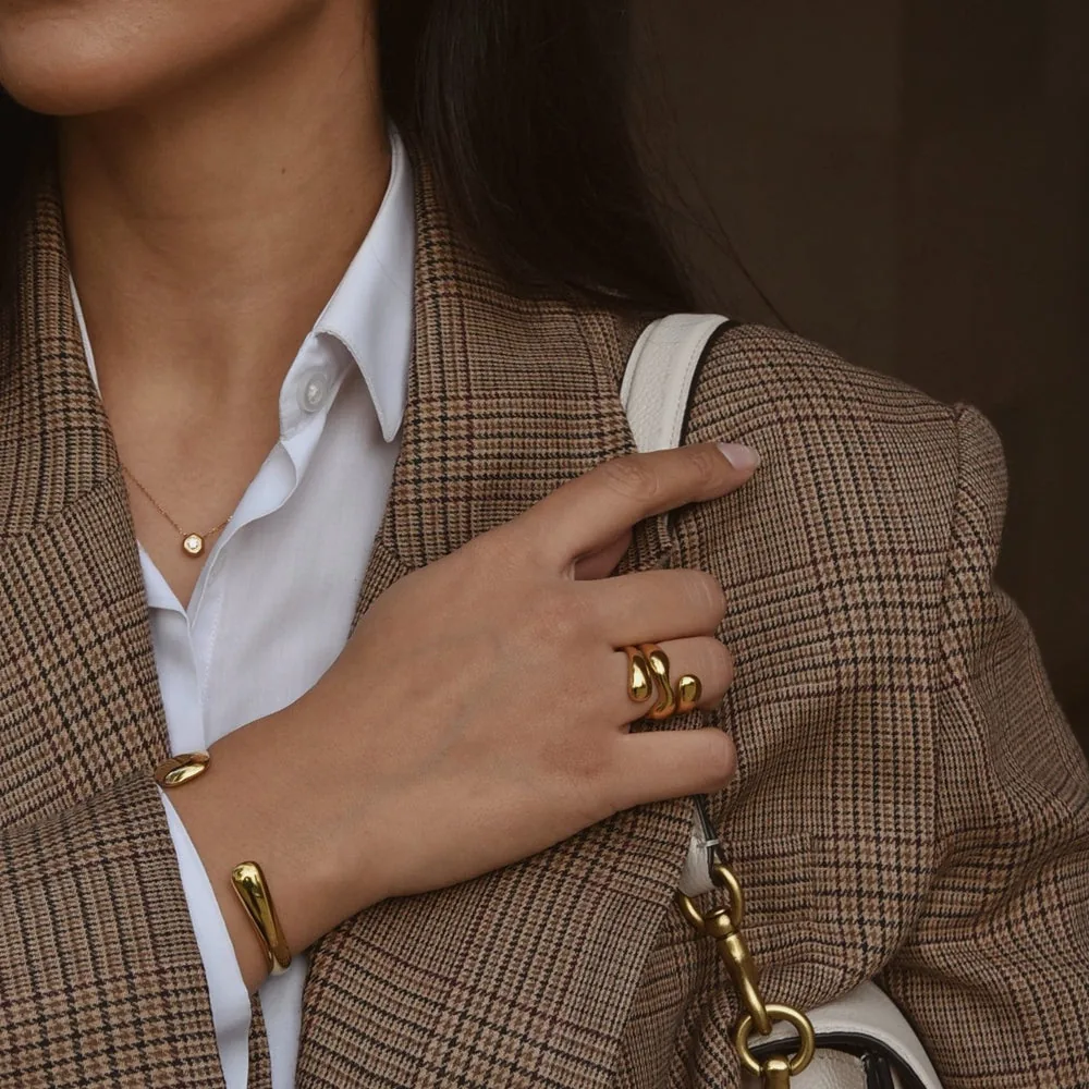 Waterproof Gold Cuff Bracelet – Stainless Steel