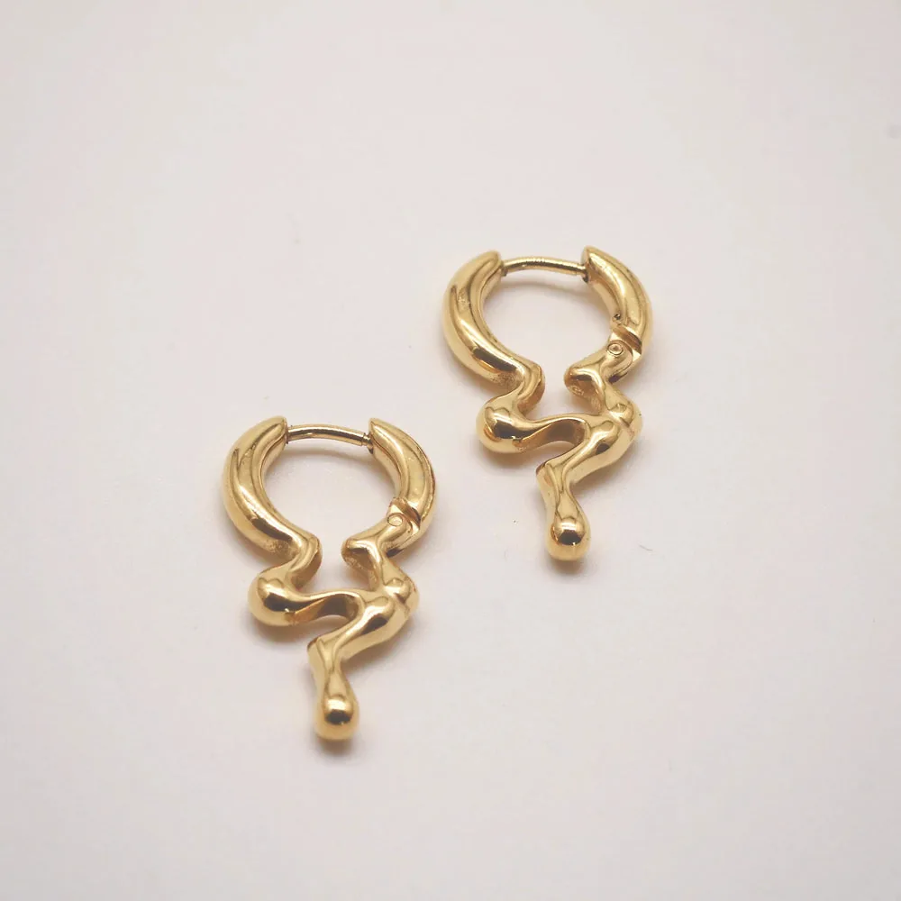 Waterproof Gold Dripping Hoop Earrings - Hypoallergenic 316L