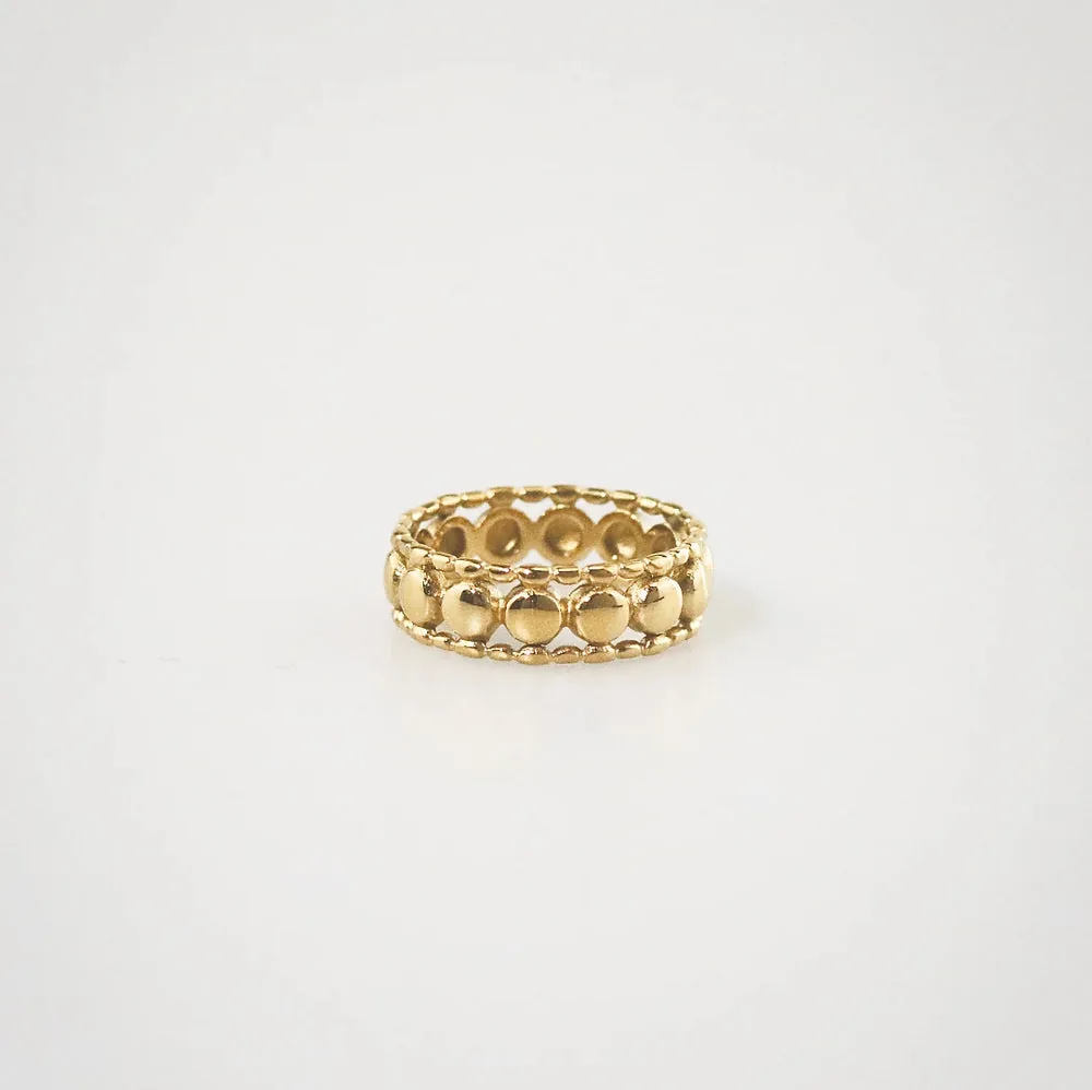 Waterproof Gold Infinity Beads Ring – Stainless Steel