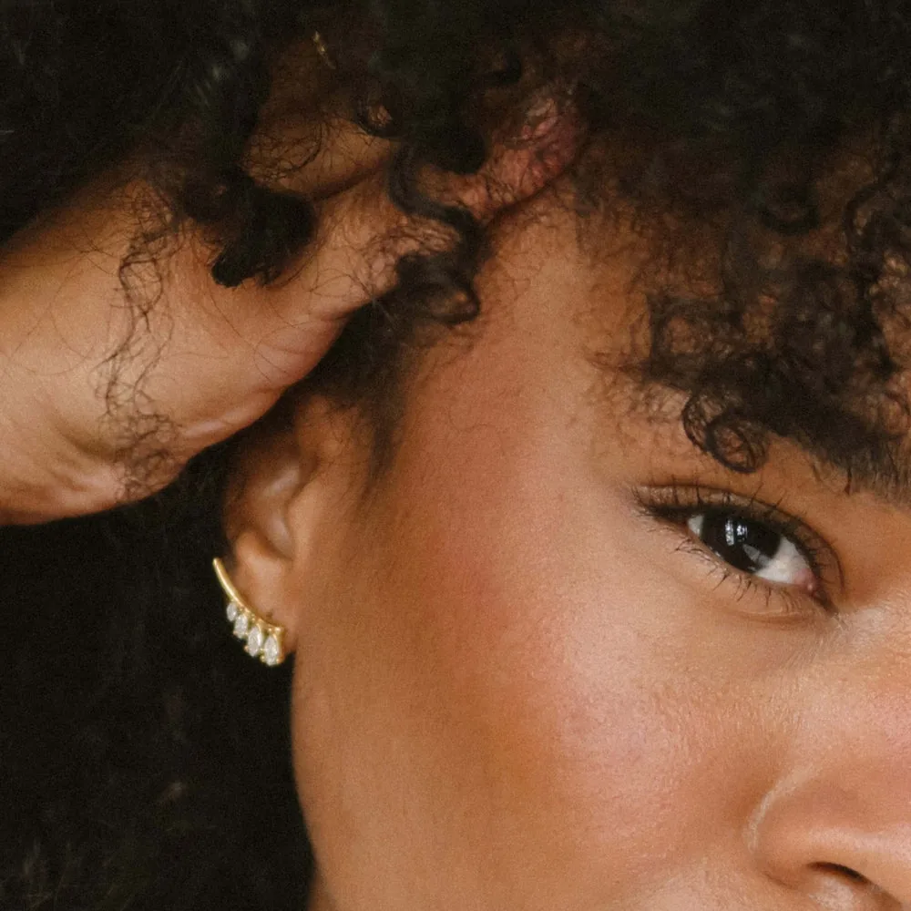 Waterproof Gold Marquise Cluster Ear Climbers