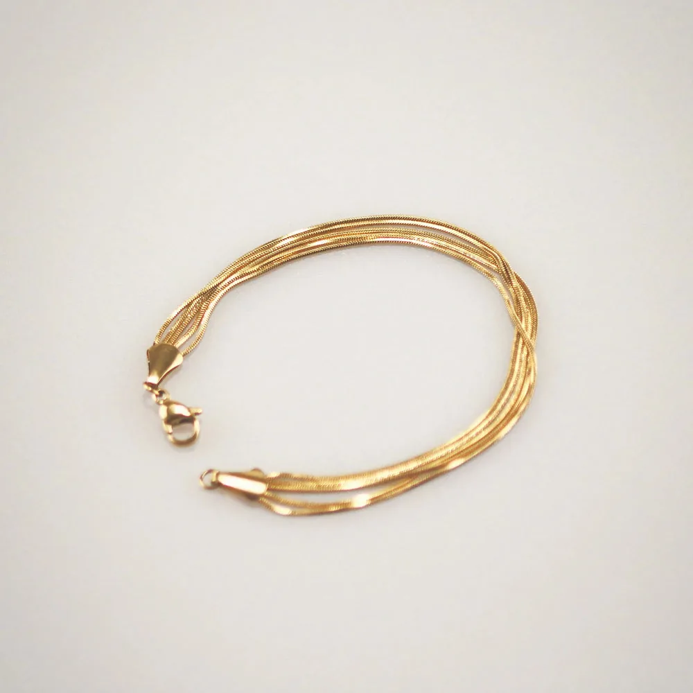 Waterproof Gold Multi Layered Snake Chain Bracelet