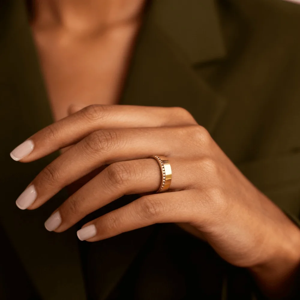 Waterproof Gold Pave Band Ring – Hypoallergenic 316L