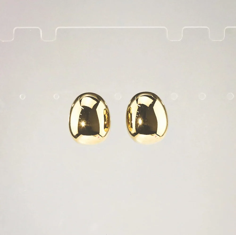 Waterproof Gold Pebble Stud Earrings for Women