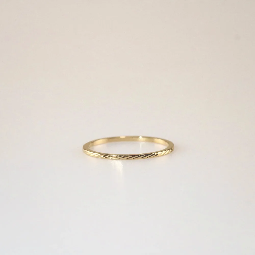 Waterproof Gold Plated Herringbone Slim Band Ring