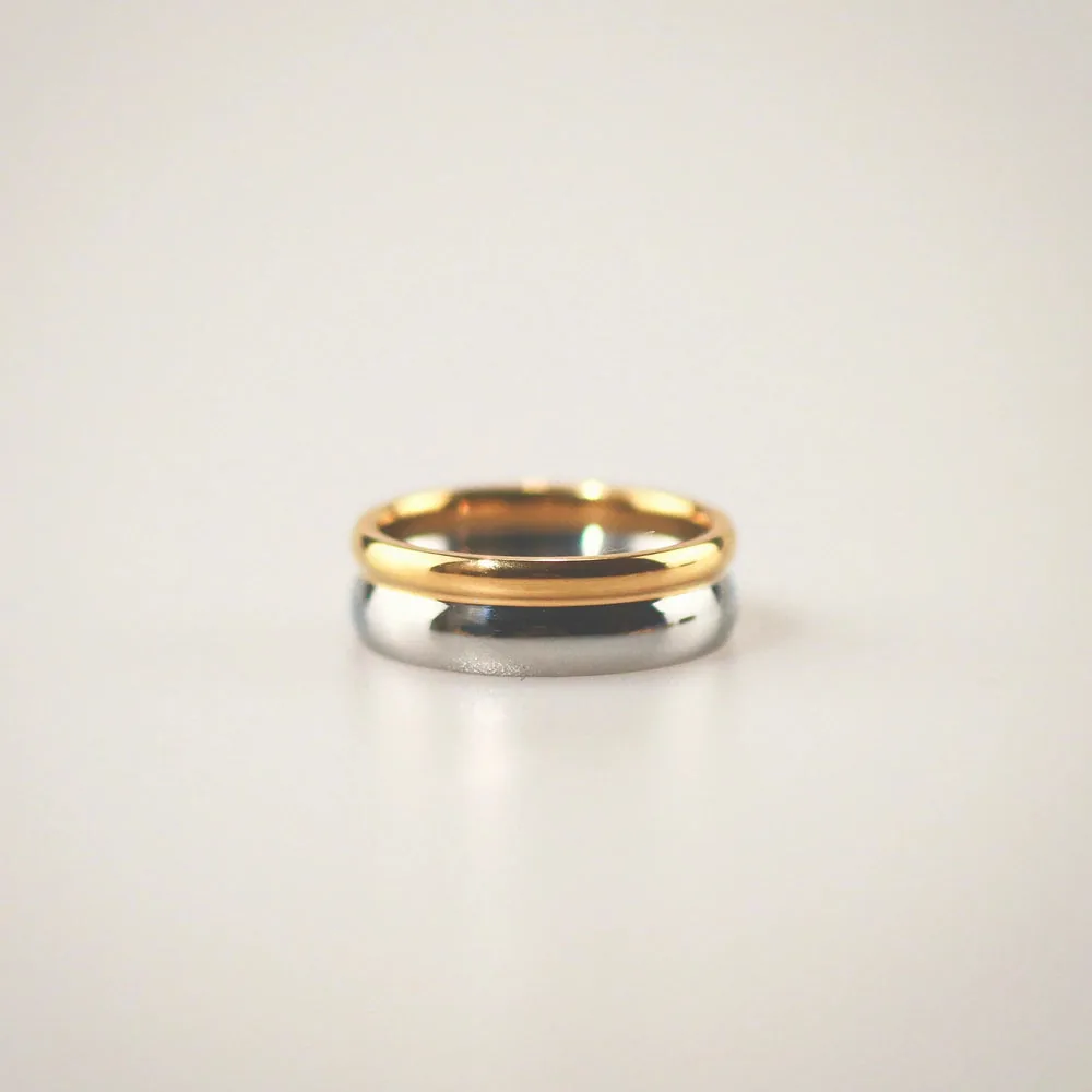 Waterproof Gold Plated Mixed Band Ring - Stainless Steel