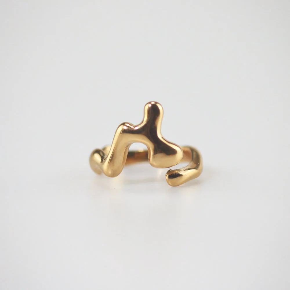 Waterproof Gold Plated Stainless Steel Sculpted Ring