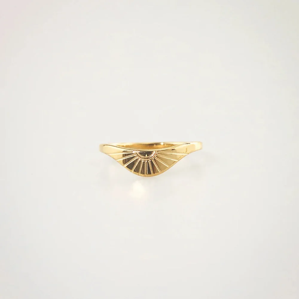 Waterproof Gold Plated Sunrise Arc Ring - Hypoallergenic 316L