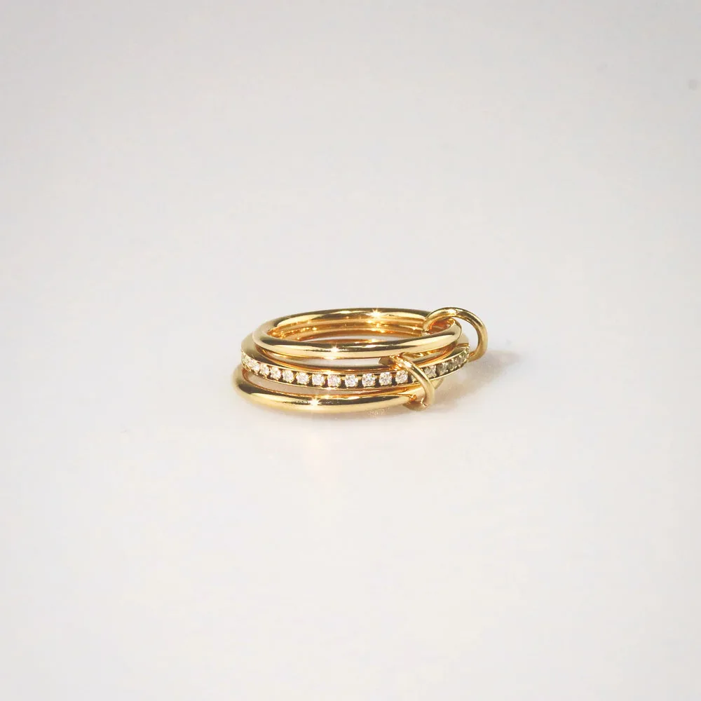Waterproof Gold Stacking Ring with Zircon Stones