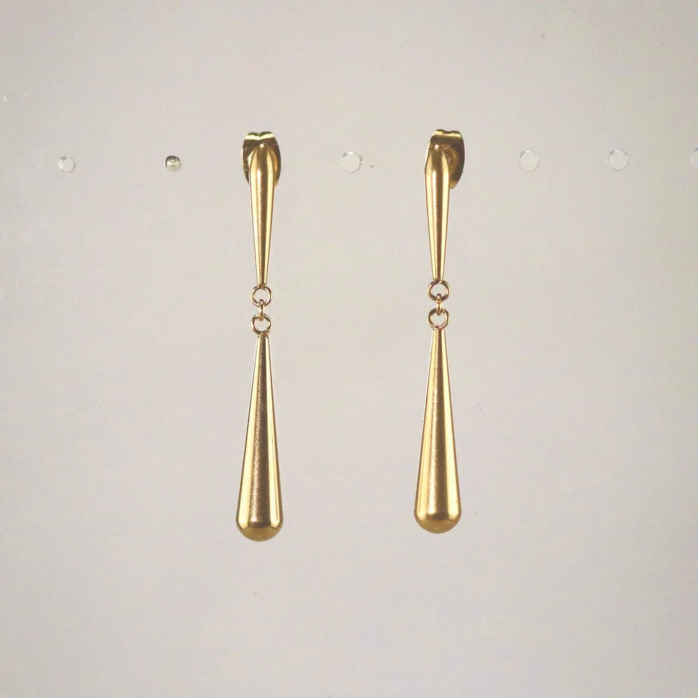 Waterproof Gold Teardrop Dangle Earrings