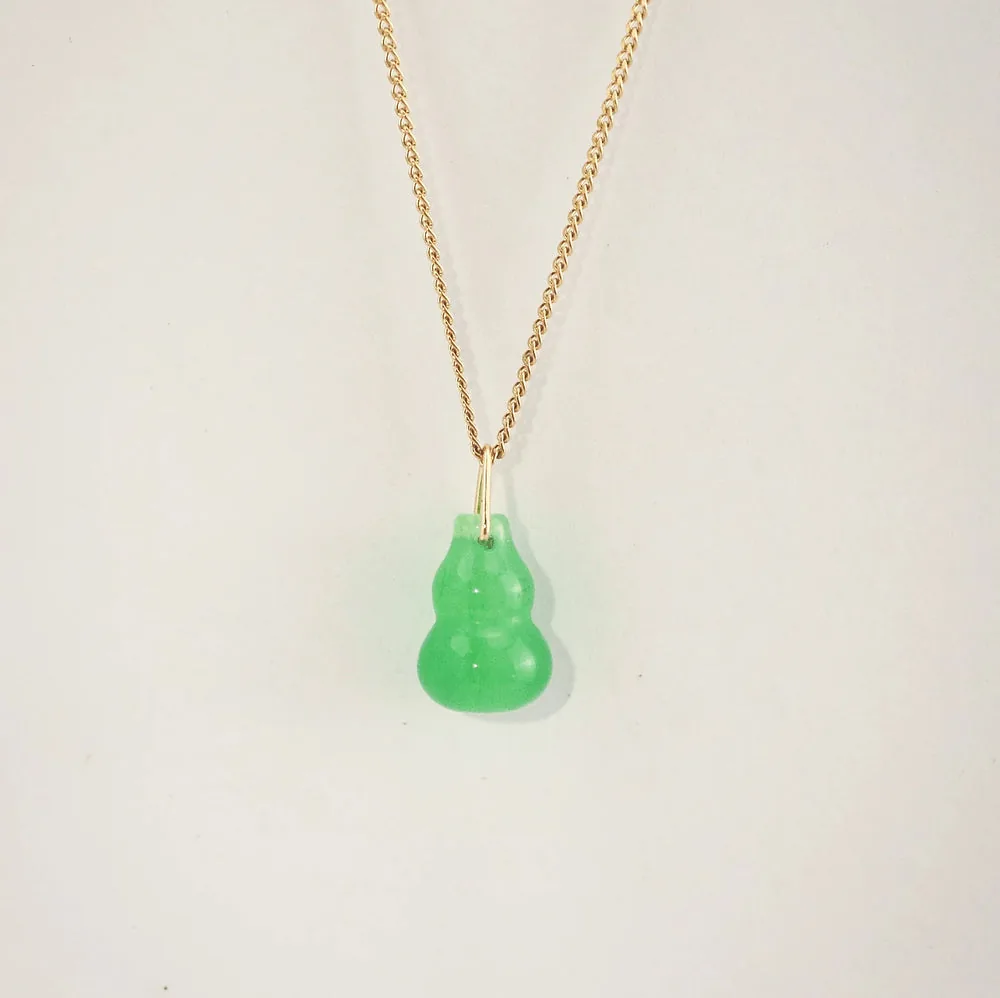 Waterproof Green Jade Gourd Necklace