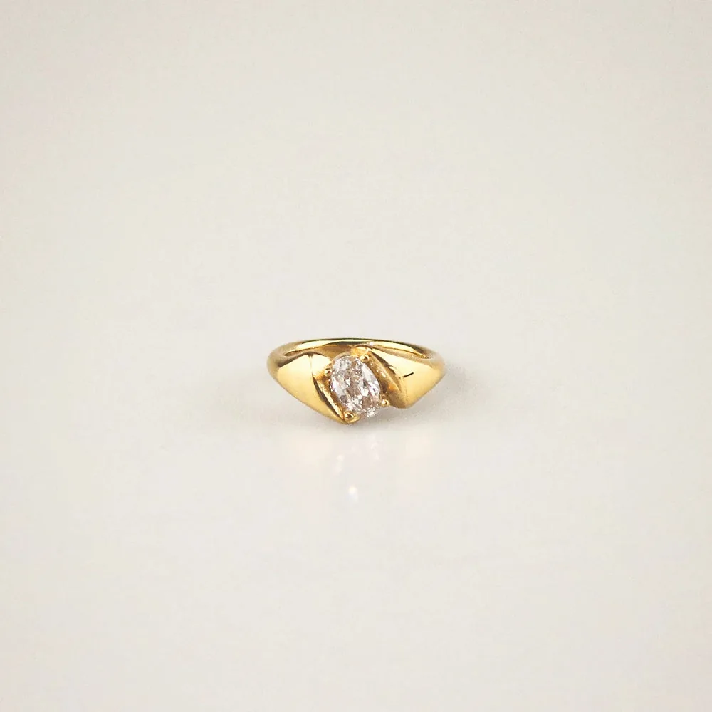 Waterproof Oval Bypass Wrap Ring in Gold