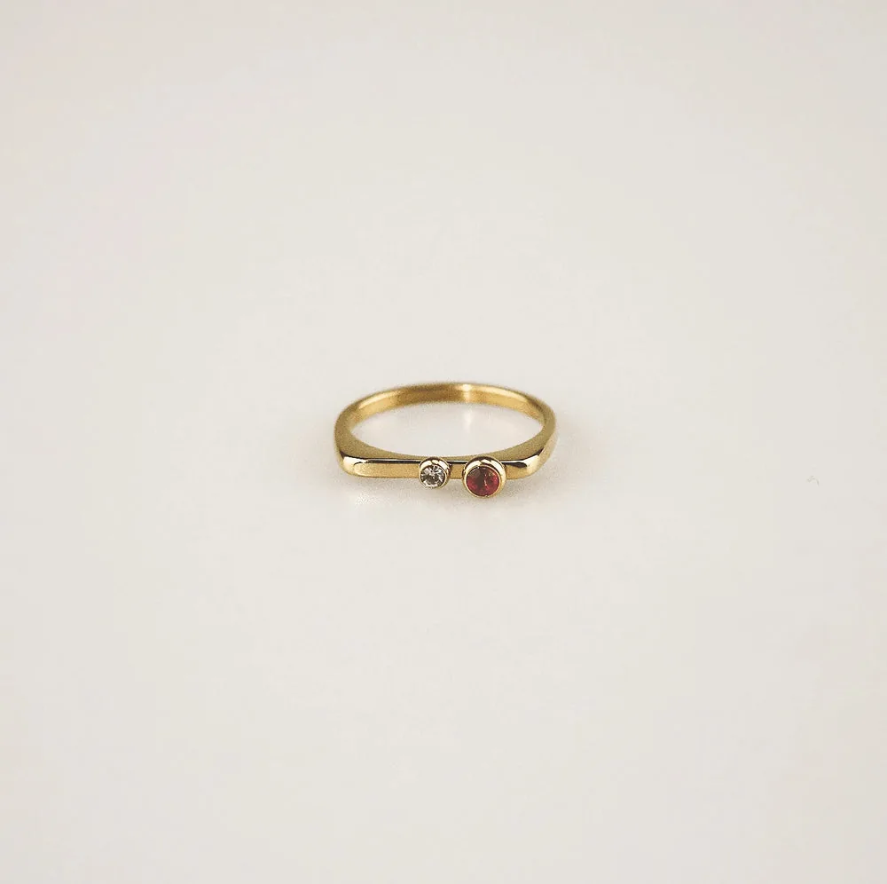 Waterproof Ruby Stacking Ring - 18k Gold Plated Stainless Steel
