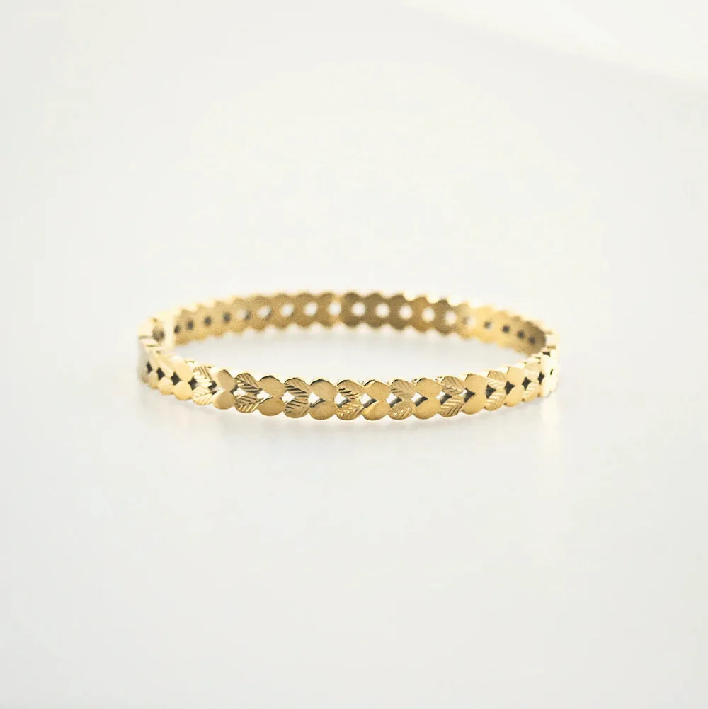 Waterproof Stainless Steel Leaf Bangle Bracelet
