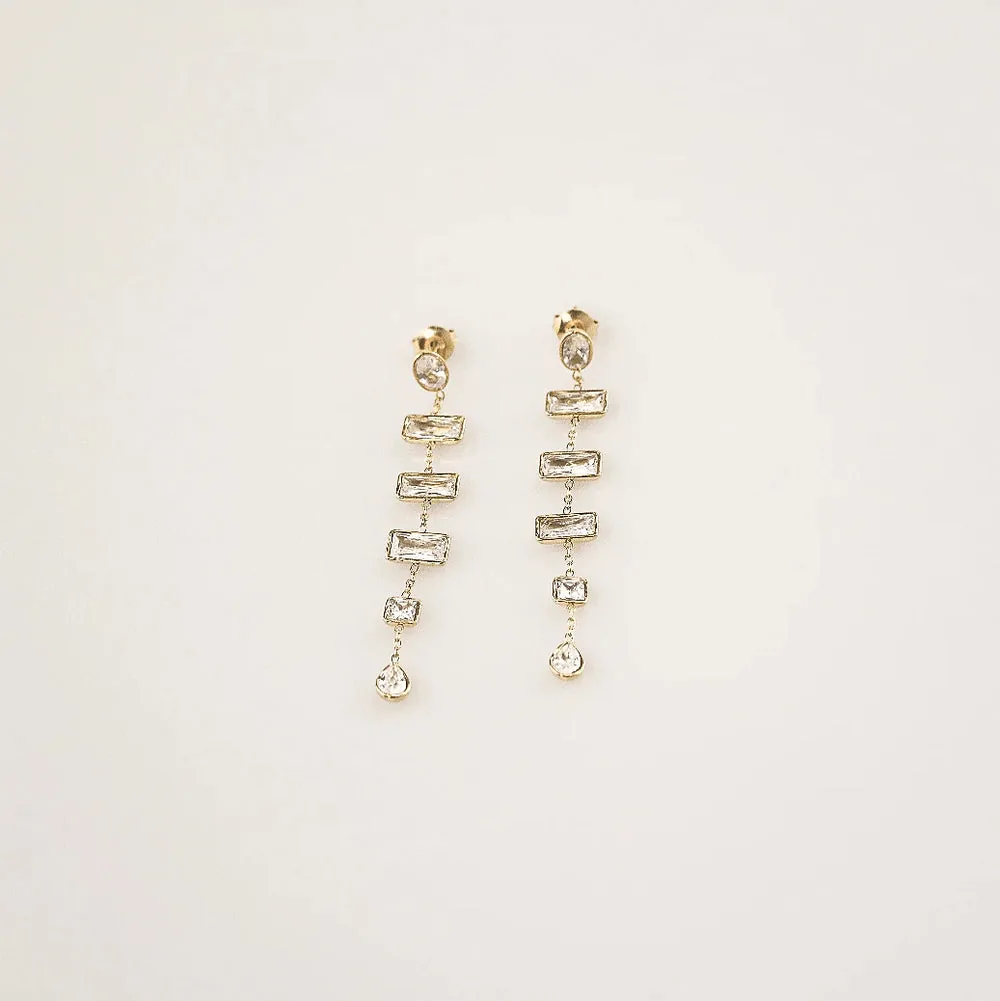 Waterproof Tarnish-Free CZ Drop Earrings