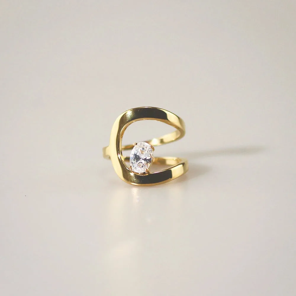 Waterproof Tarnish-Free CZ Ring in 18k Gold