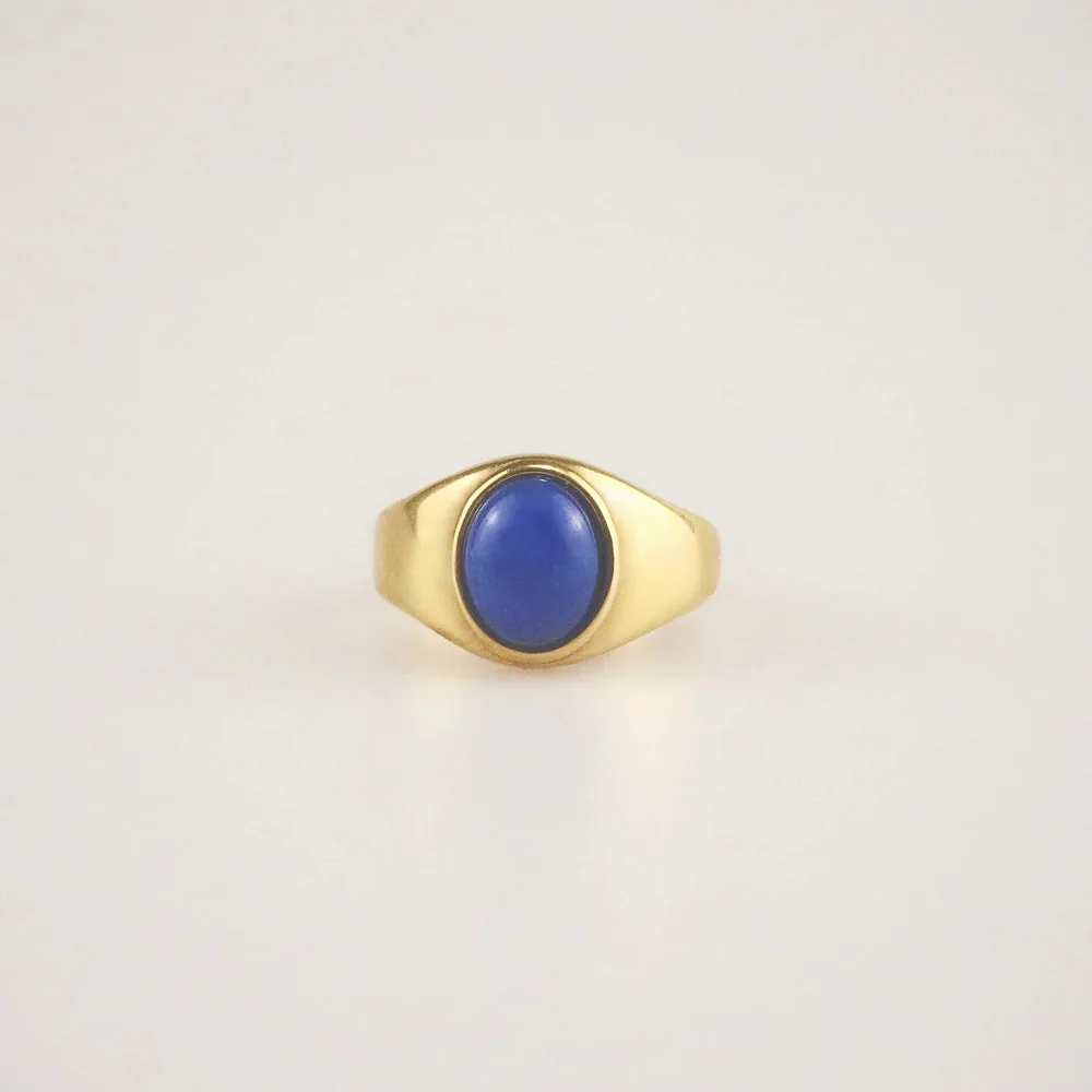 Waterproof Tarnish-Free Oval Lapis Ring – Stylr