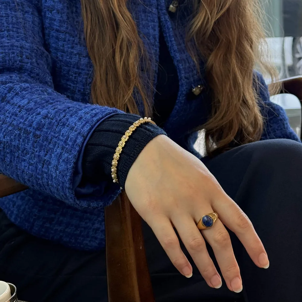 Waterproof Tarnish-Free Oval Lapis Ring – Stylr