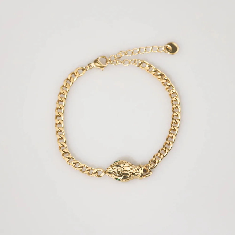 Waterproof Tarnish-Free Snake Head Chain Bracelet